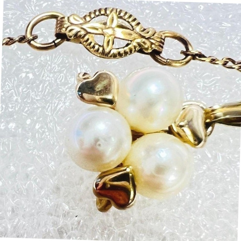 DeCurtis Necklace 18" GF Pendant Cultured Pearls Gold Overlay Heart‎ Prongs